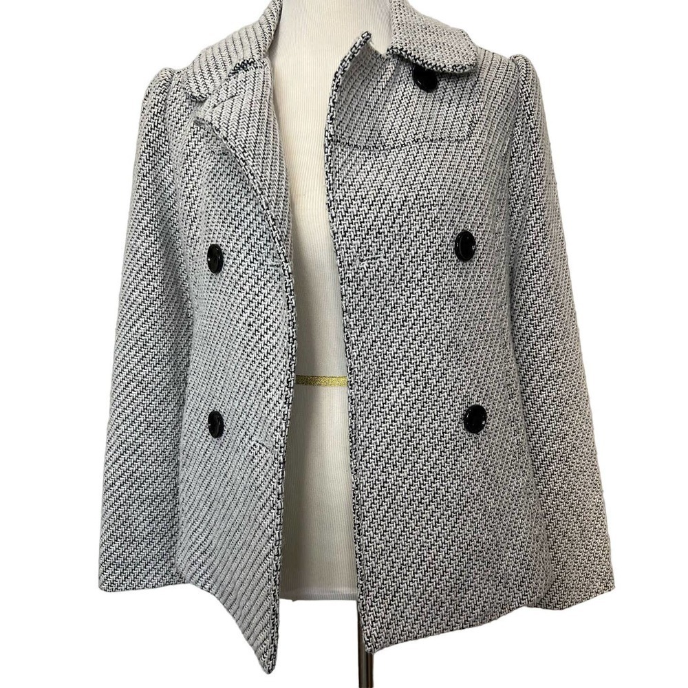 Vintage George Heavyweight Tweed Soft Silver/Black Blazer Girls Size 14/16